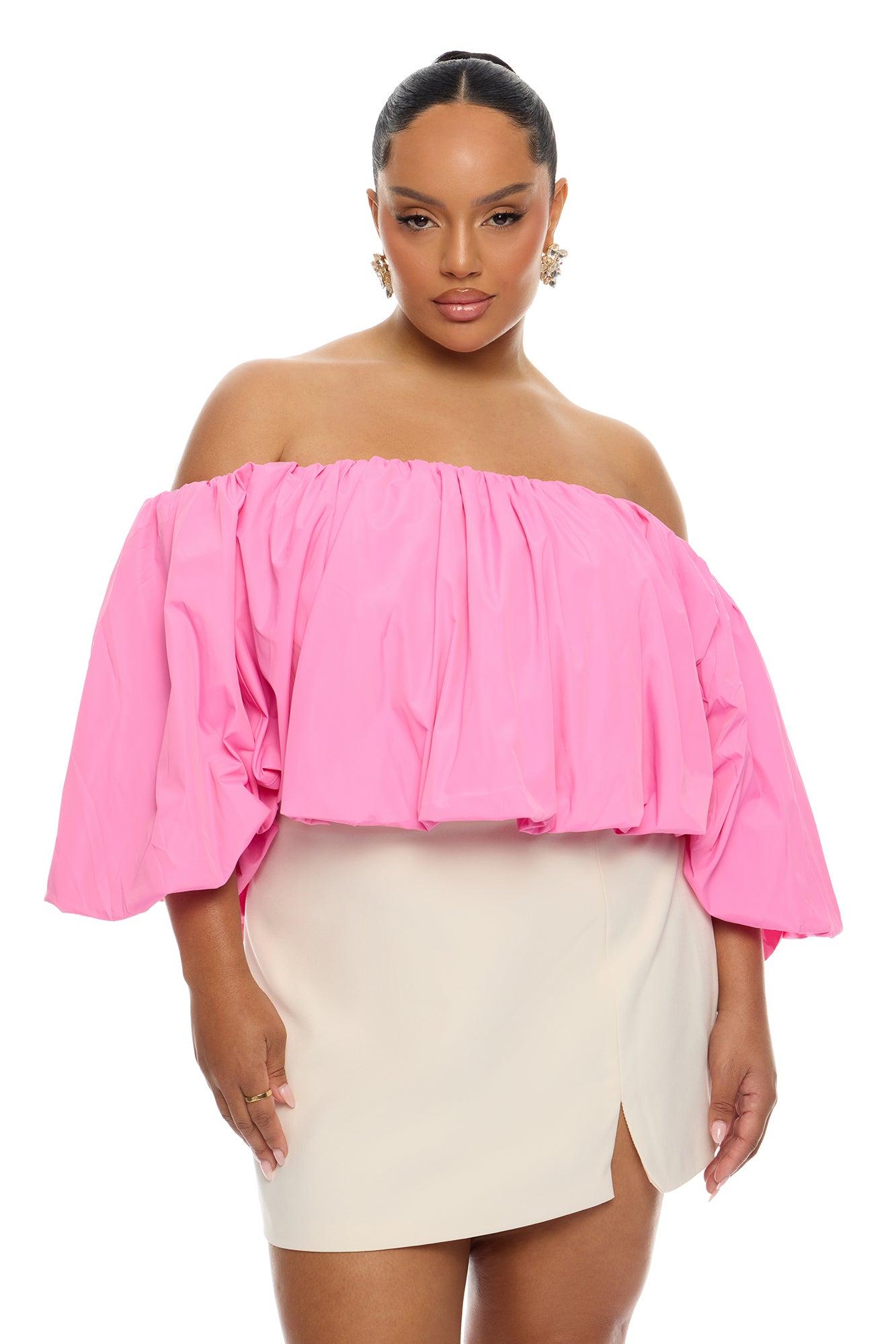 Olyvia Off Shoulder Taffeta Top - Pink Female Product Image