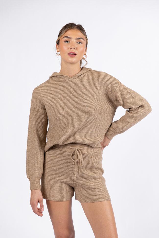 Cloud Chaser Mocha Sweater Knit Hoodie FINAL SALE Product Image
