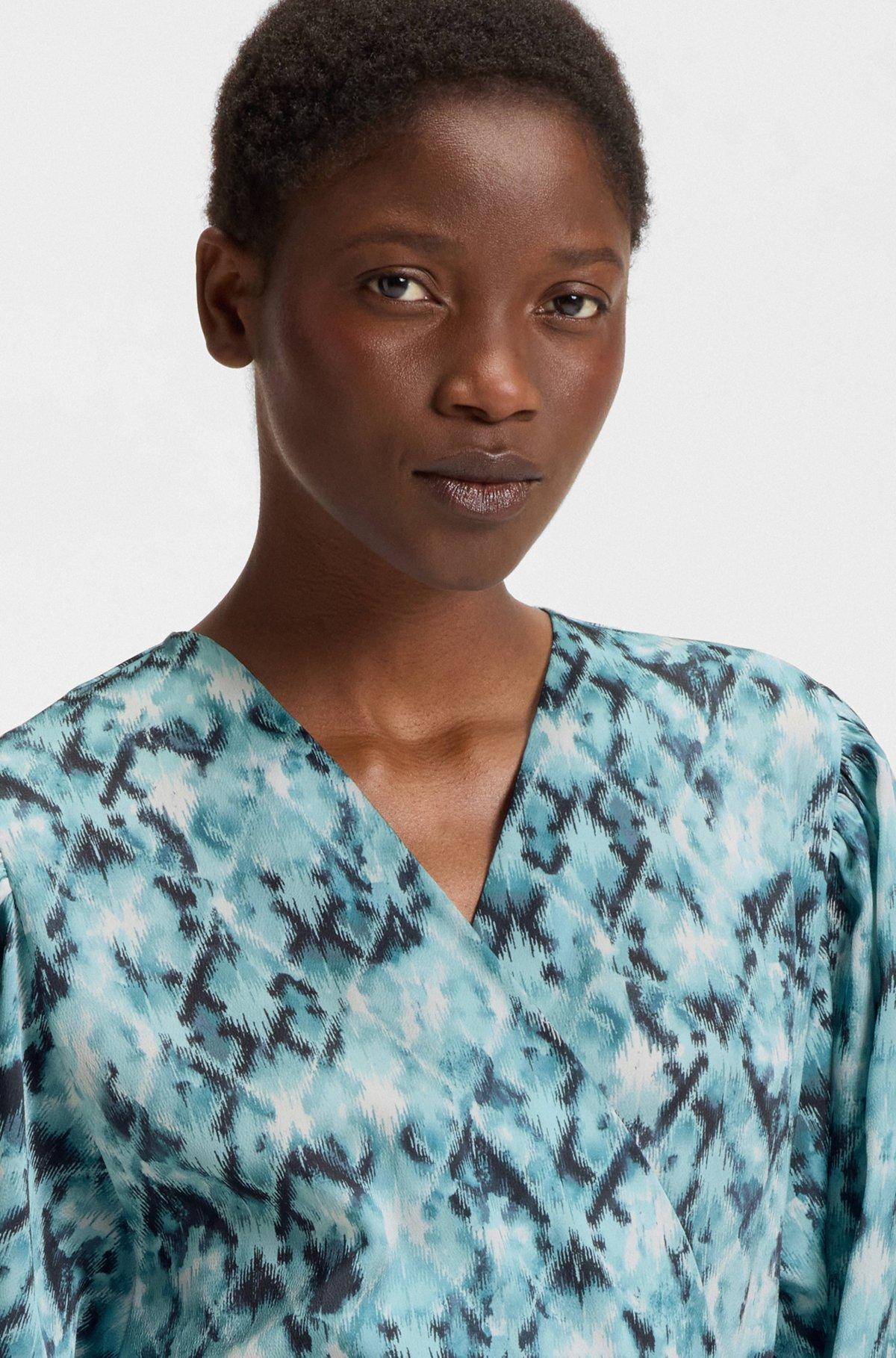 Printed dress in hammered satin Product Image