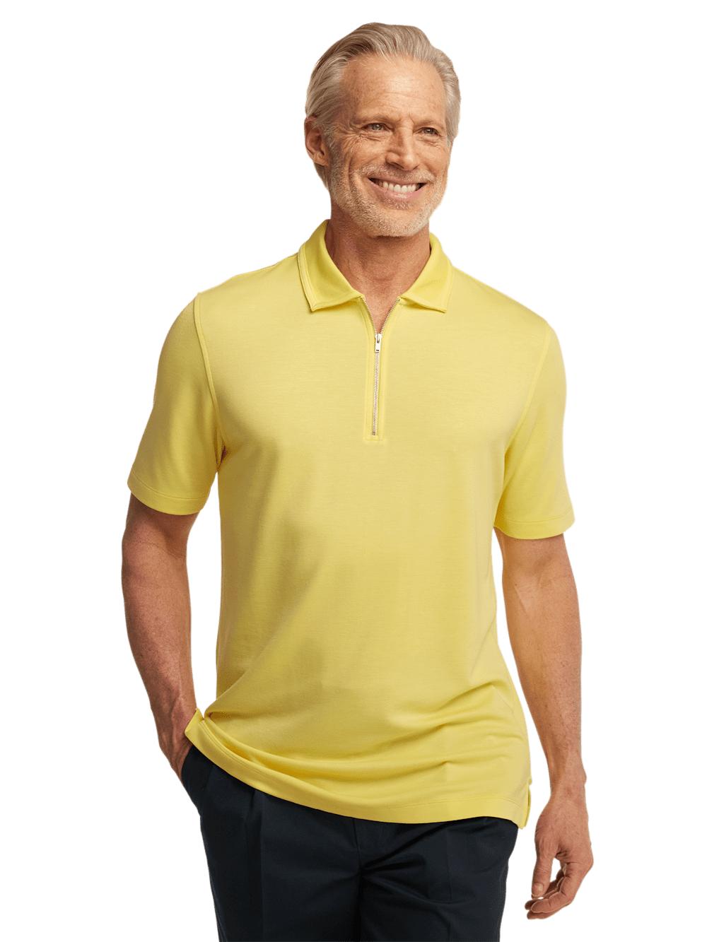 Lyocell Blend Quarter Zip Polo - Yellow Product Image