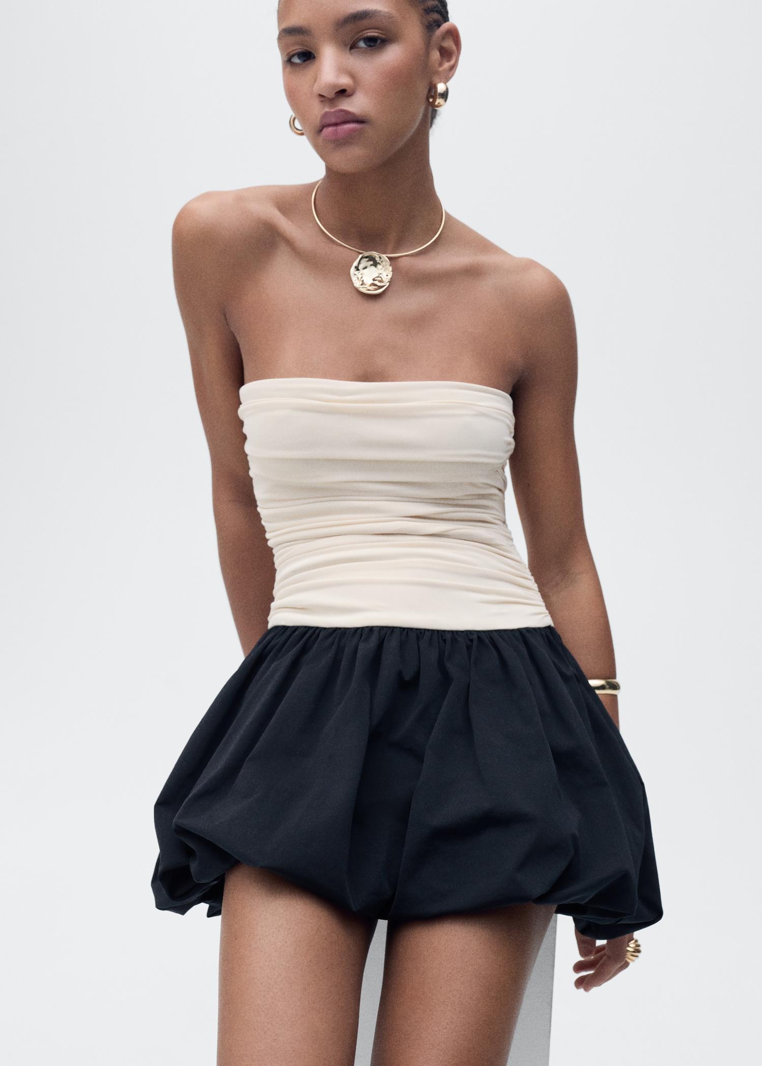 Draped-body balloon skirt dress - Women | MANGO USA Product Image