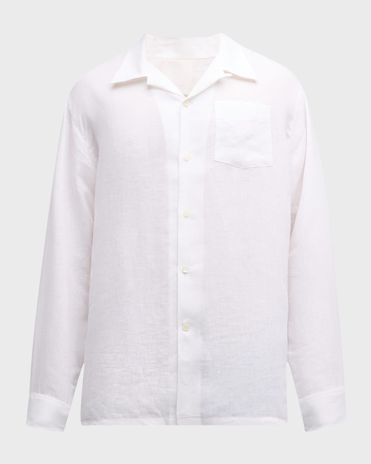 Mens Long-Sleeve Flax Linen Button-Front Shirt Product Image