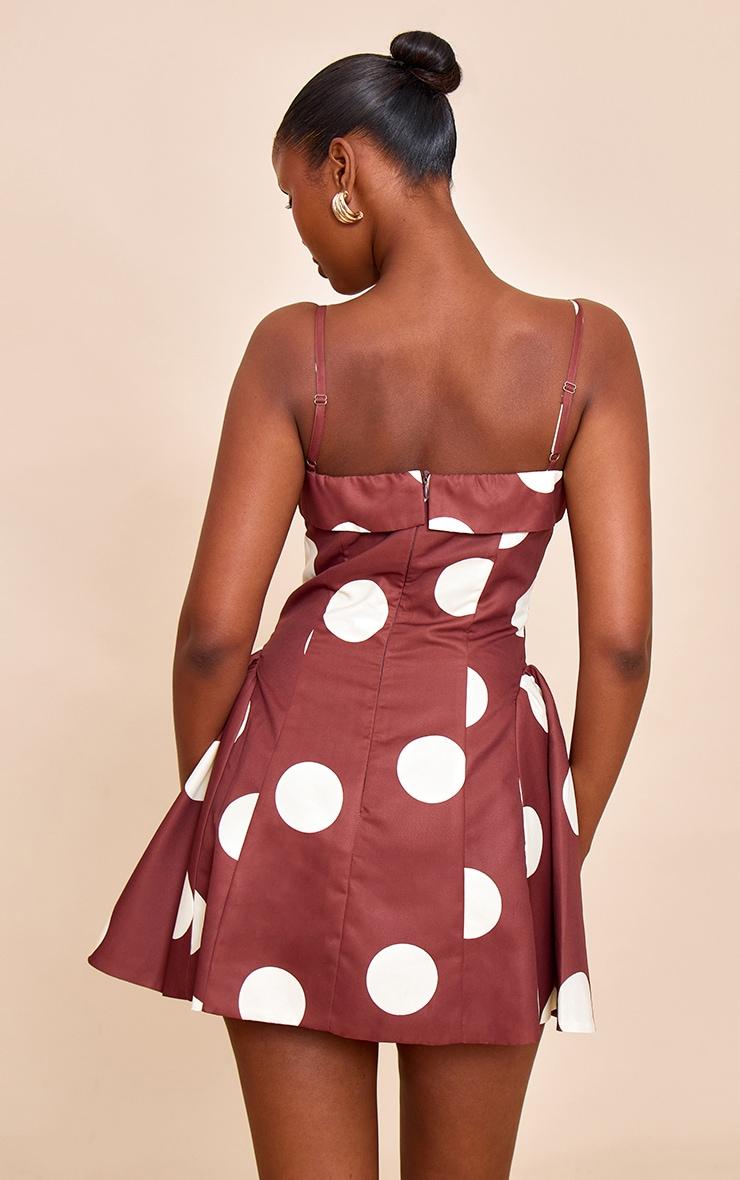 Brown Polka Dot Structured Shift Dress Product Image