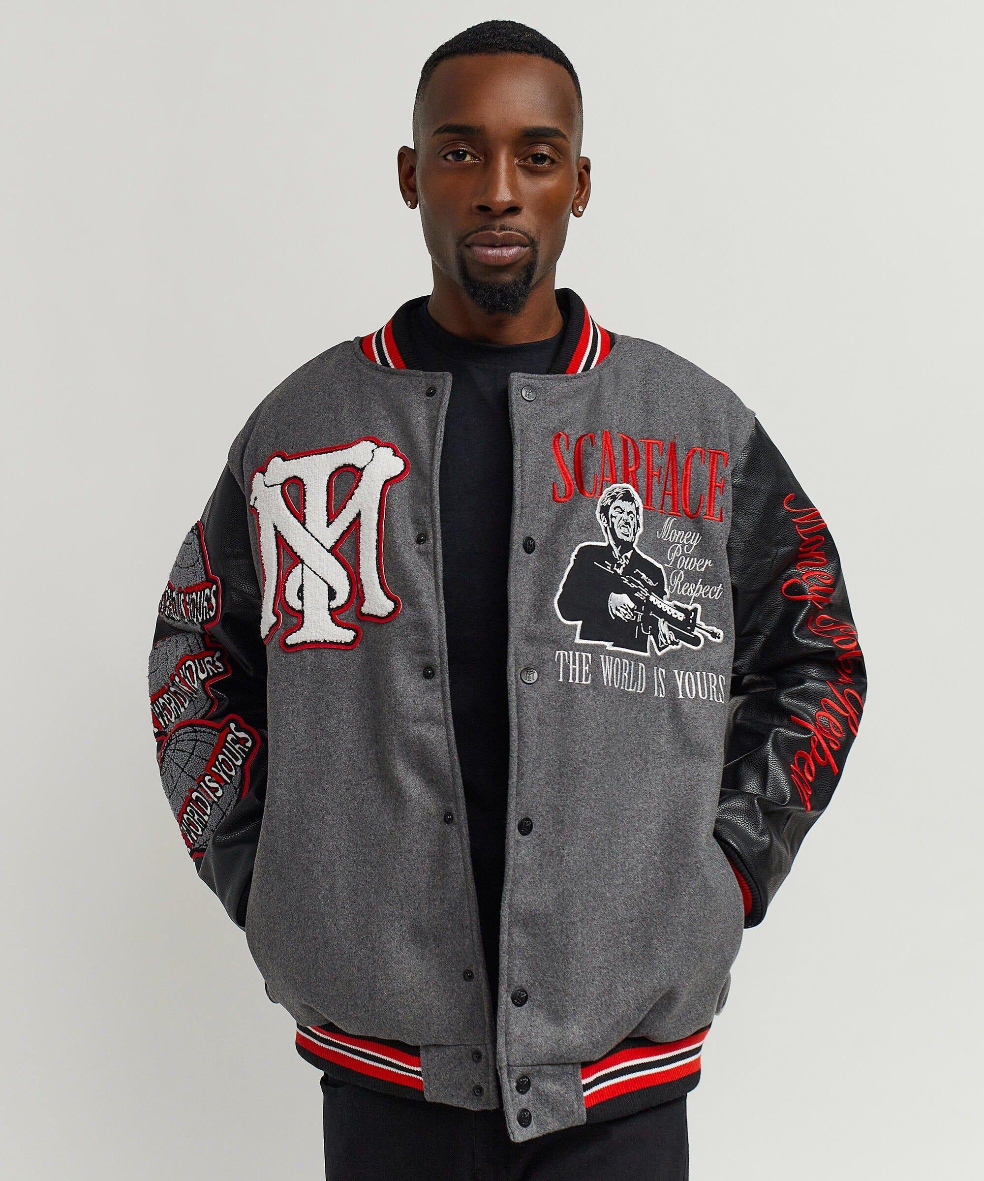 Scarface the World Varsity Jacket - Black and Grey Product Image