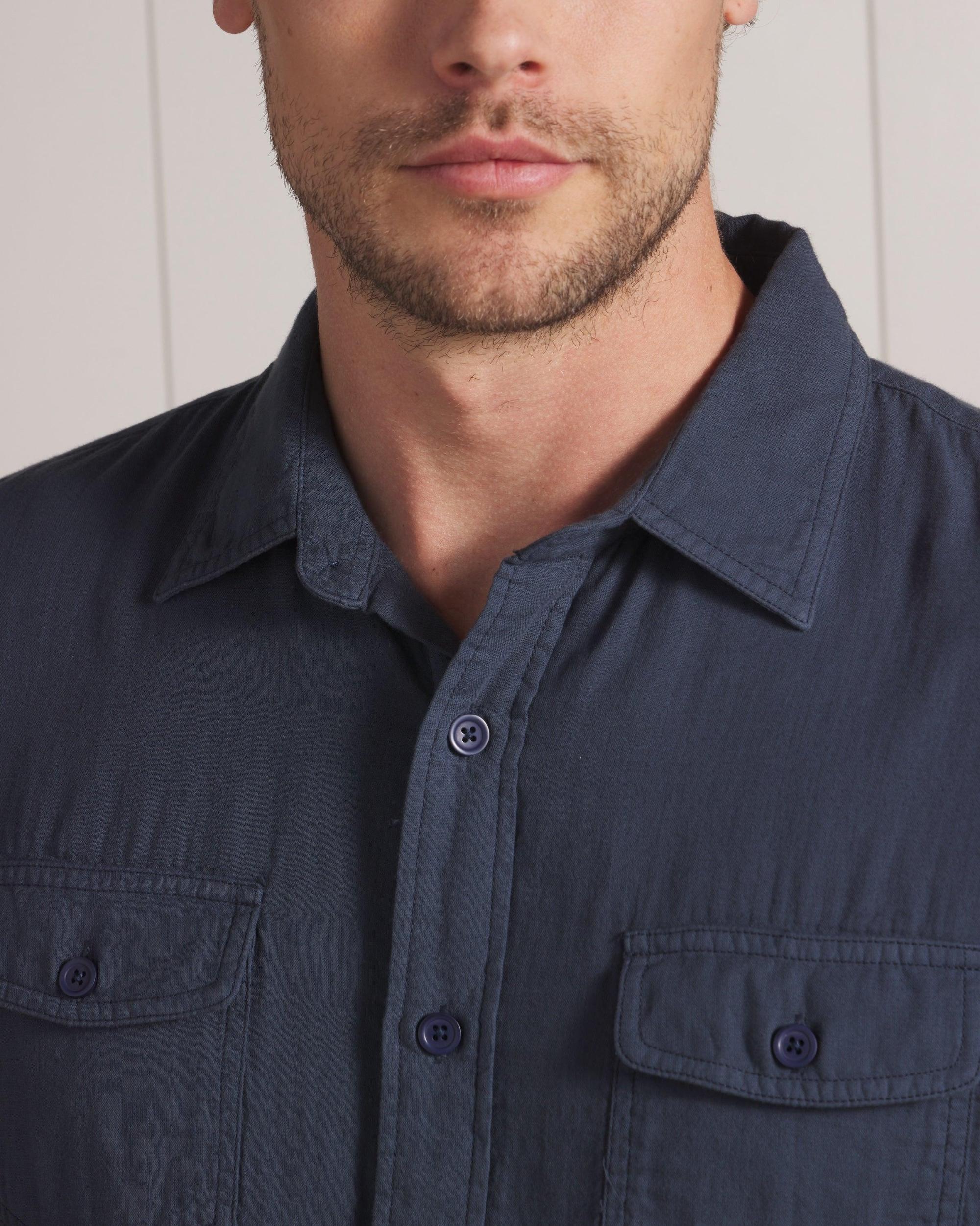 Brando Lightweight Double Cloth Shirt - Midnight Navy Product Image