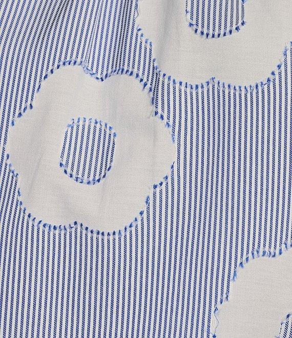 Trina Turk Sont Cassis Cotton Floral Print Mock Ruffle Neck Cap Sleeve Coordinating Top Product Image