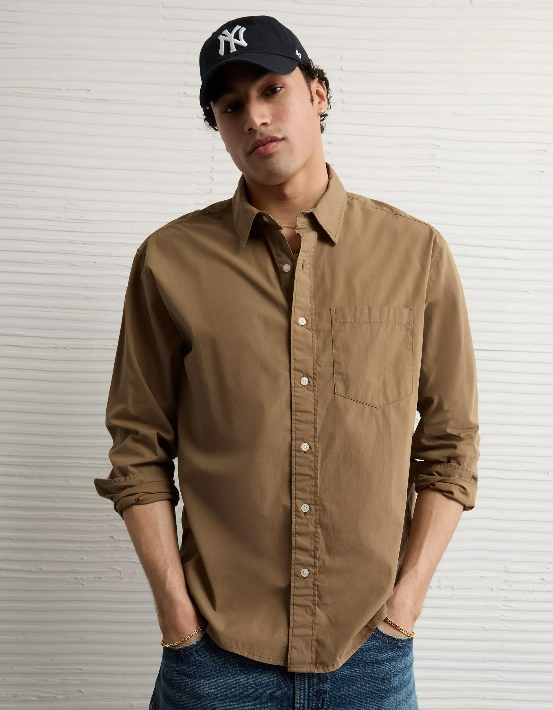 AE Everyday Relaxed Poplin Button-Up Shirt Product Image