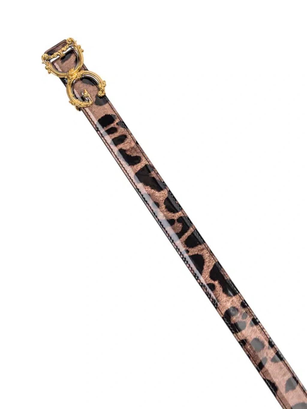 DOLCE & GABBANA Dg Leopard-print Patent Leather Belt In Multi Product Image