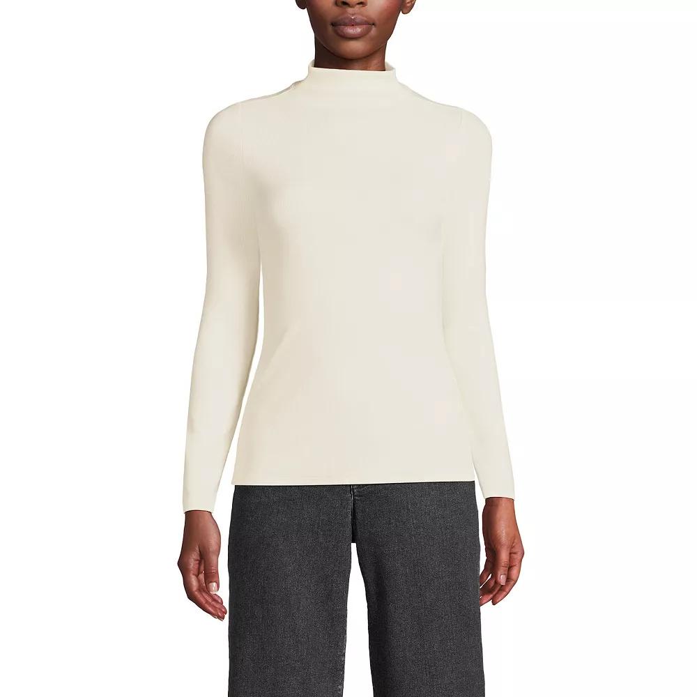Women's Lands' End Rib Skimming Long Sleeve Mock Neck Top,  Product Image