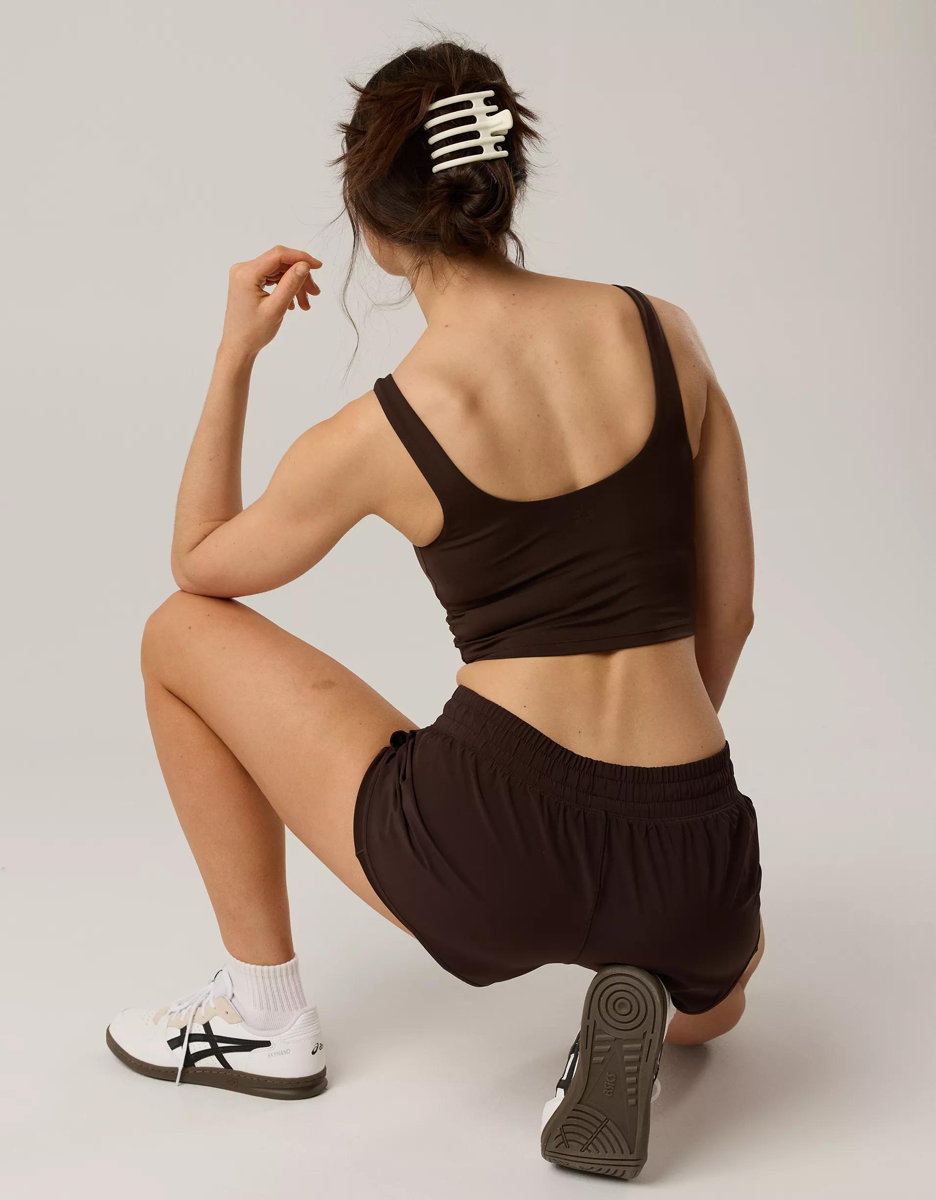 OFFLINE By Aerie Real Me Low Key Ruched Longline Sports Bra Product Image