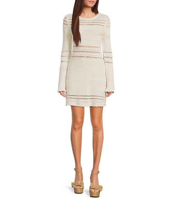GB Long Sleeve Crochet Mini Dress Product Image