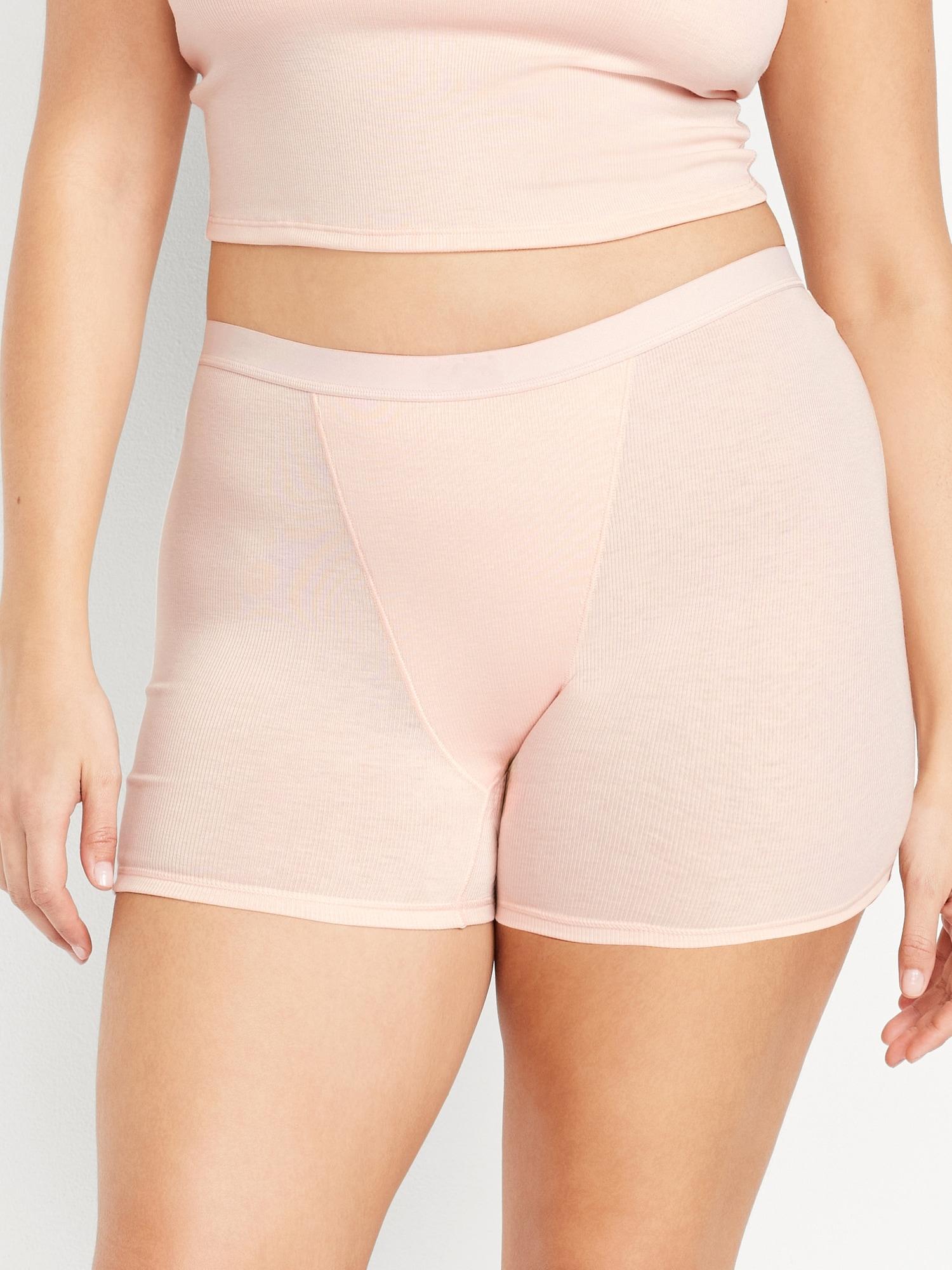 High-Waisted Ribbed Boyshort Briefs -- 3-inch inseam Product Image
