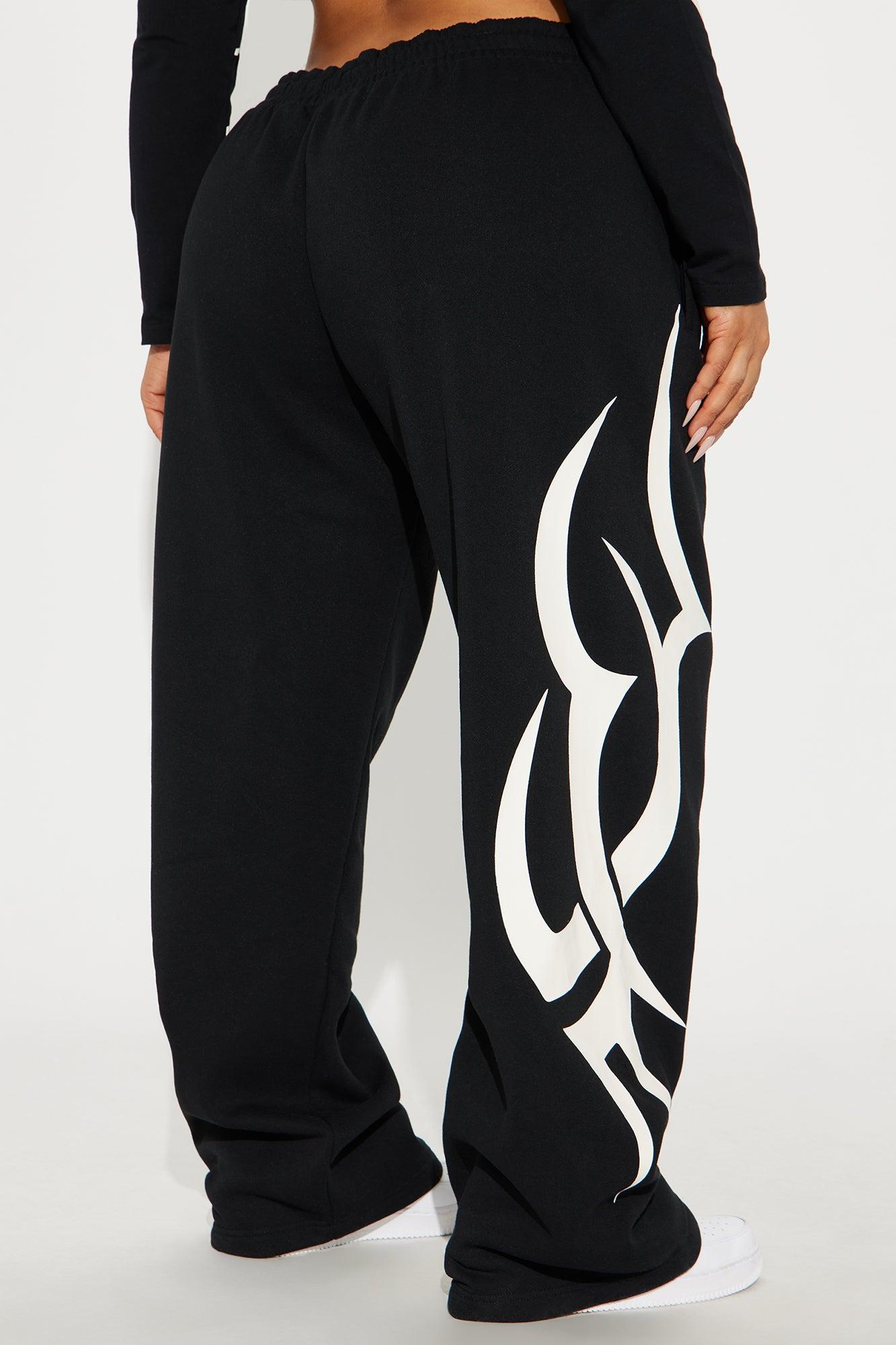 Von Dutch Trendy Wide Leg Pant - Black/White Product Image