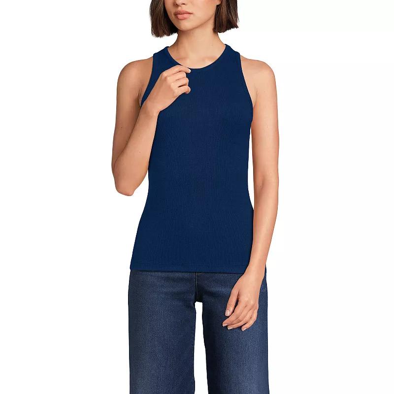 Women's Lands' End Drapey Rib Fitted Tank Top,  Product Image