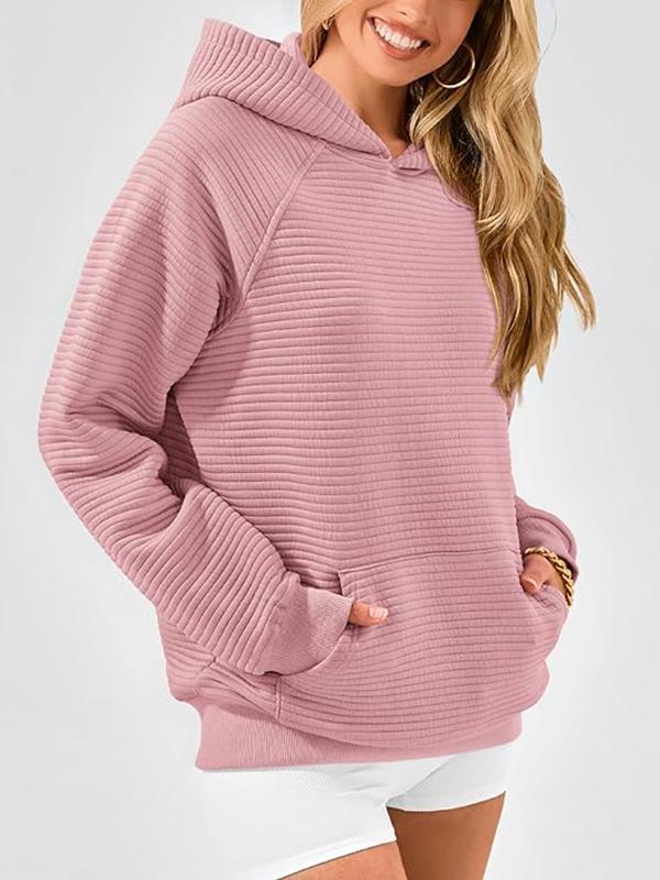 Hooded Long Sleeves Pockets Solid Color Split-Joint Hoodies Tops Product Image