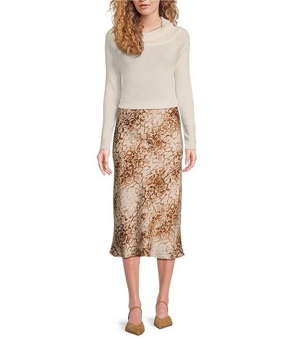 WAYF Porter Snake Print Pull On Midi Skirt Product Image
