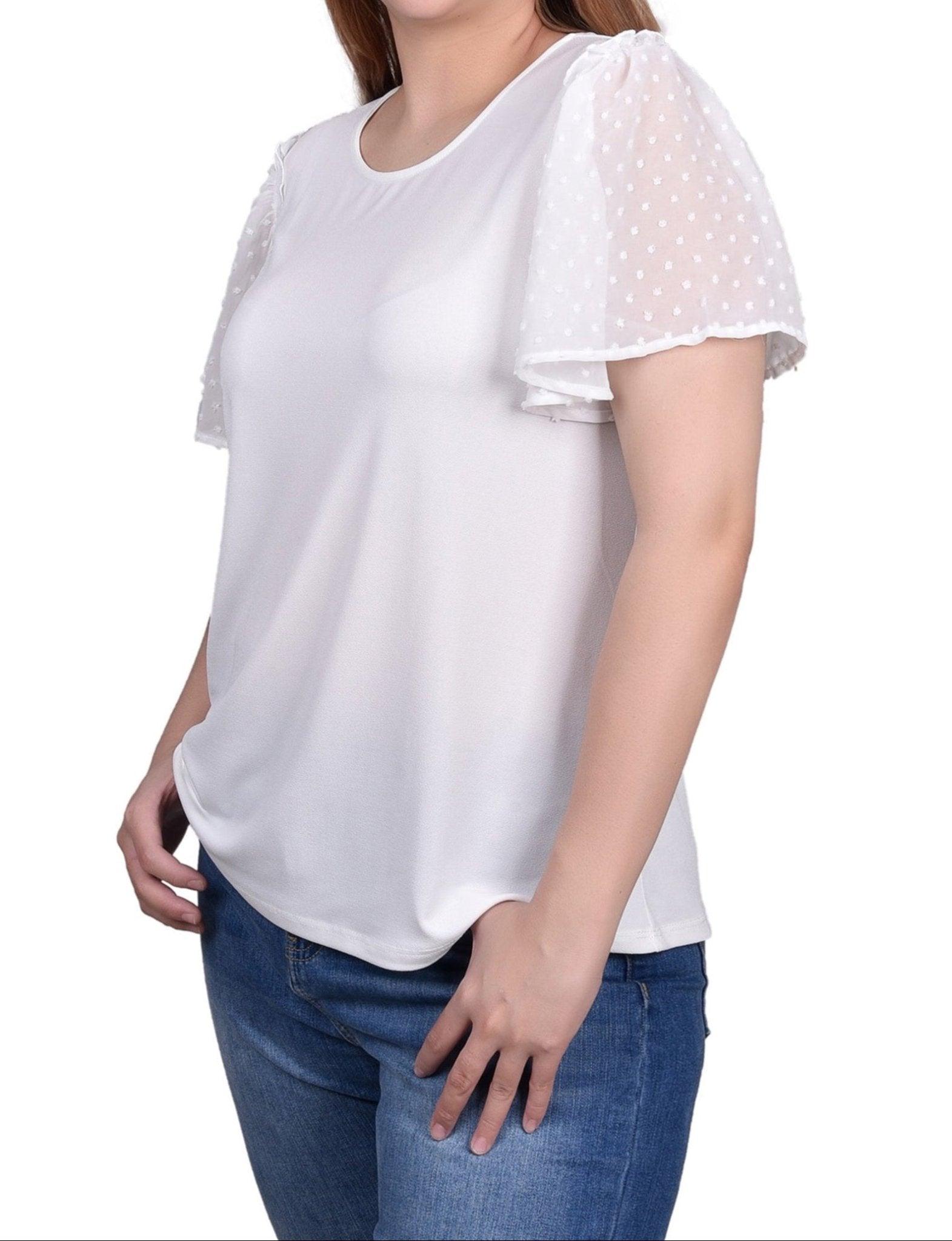 Clip Dot Flutter Sleeve Top - Petite Product Image