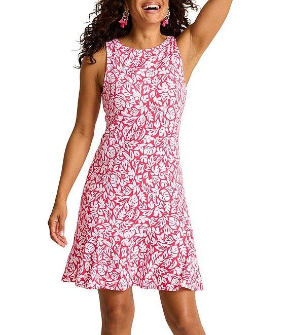 Tommy Bahama Darcy Bright Bay Flounce Crew Neck Sleeveless A-Line Dress Product Image