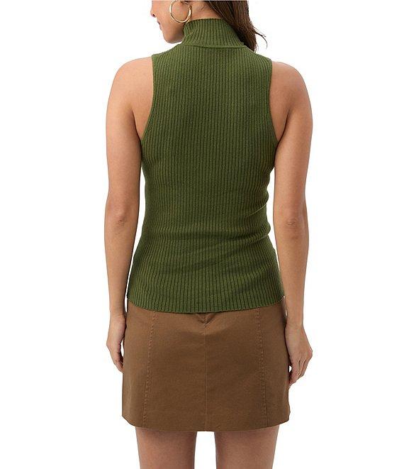 Trina Turk Westhampton Ribbed Knit Turtleneck Sleeveless Top Product Image