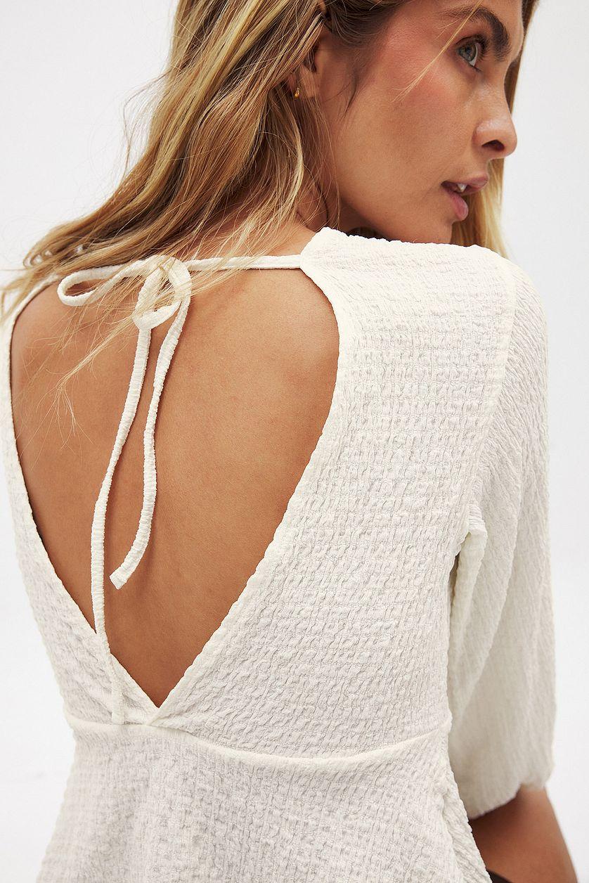 Open Back Balloon Sleeve Blouse Product Image