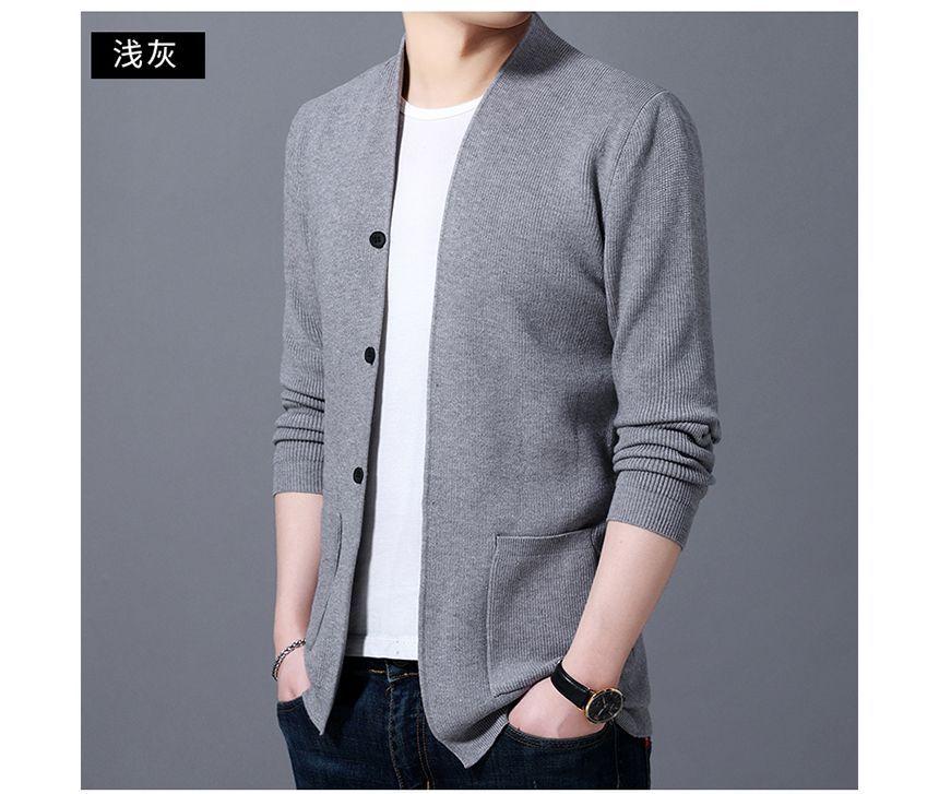 V-Neck Plain Cardigan Product Image