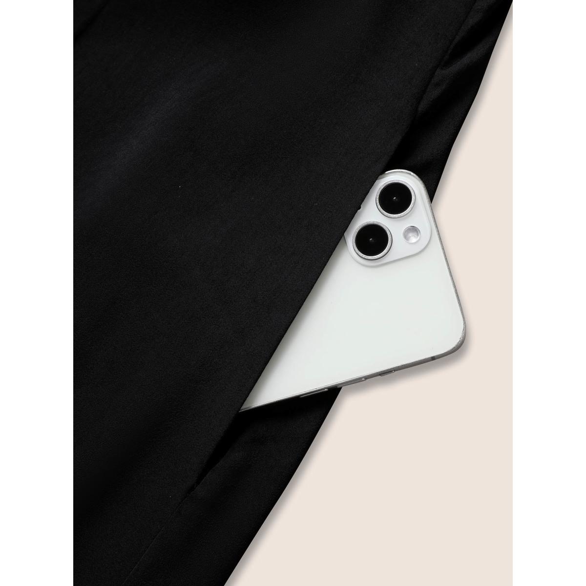 Plus Size Solid Asymmetrical Neck Split Hem Dress Black Women Formal Asymmetrical Neck Sleeveless Curvy Midi Dress BloomChic 18-20/2X Product Image