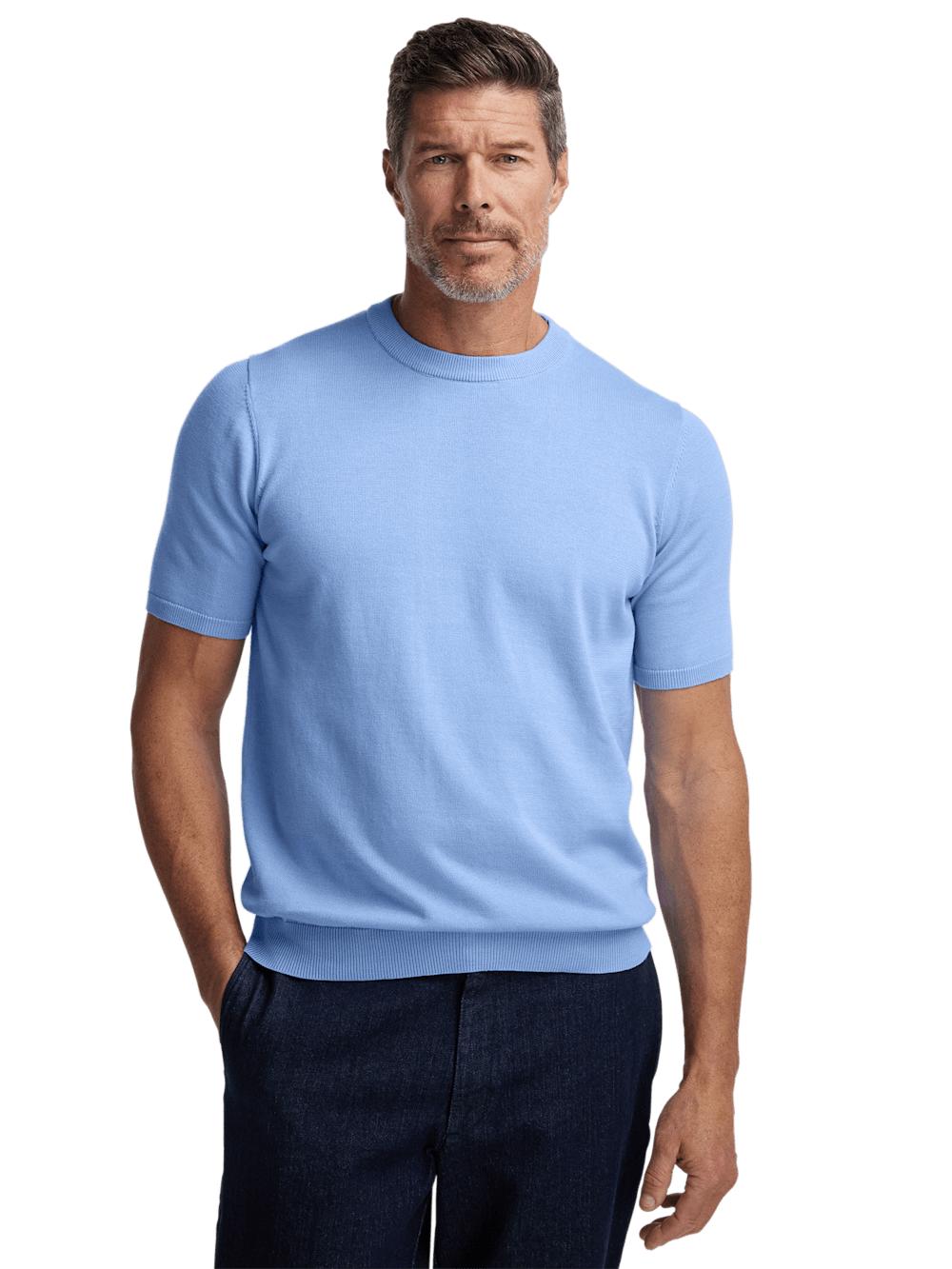 Supima Cotton Crew Neck Sweater - Blue Product Image