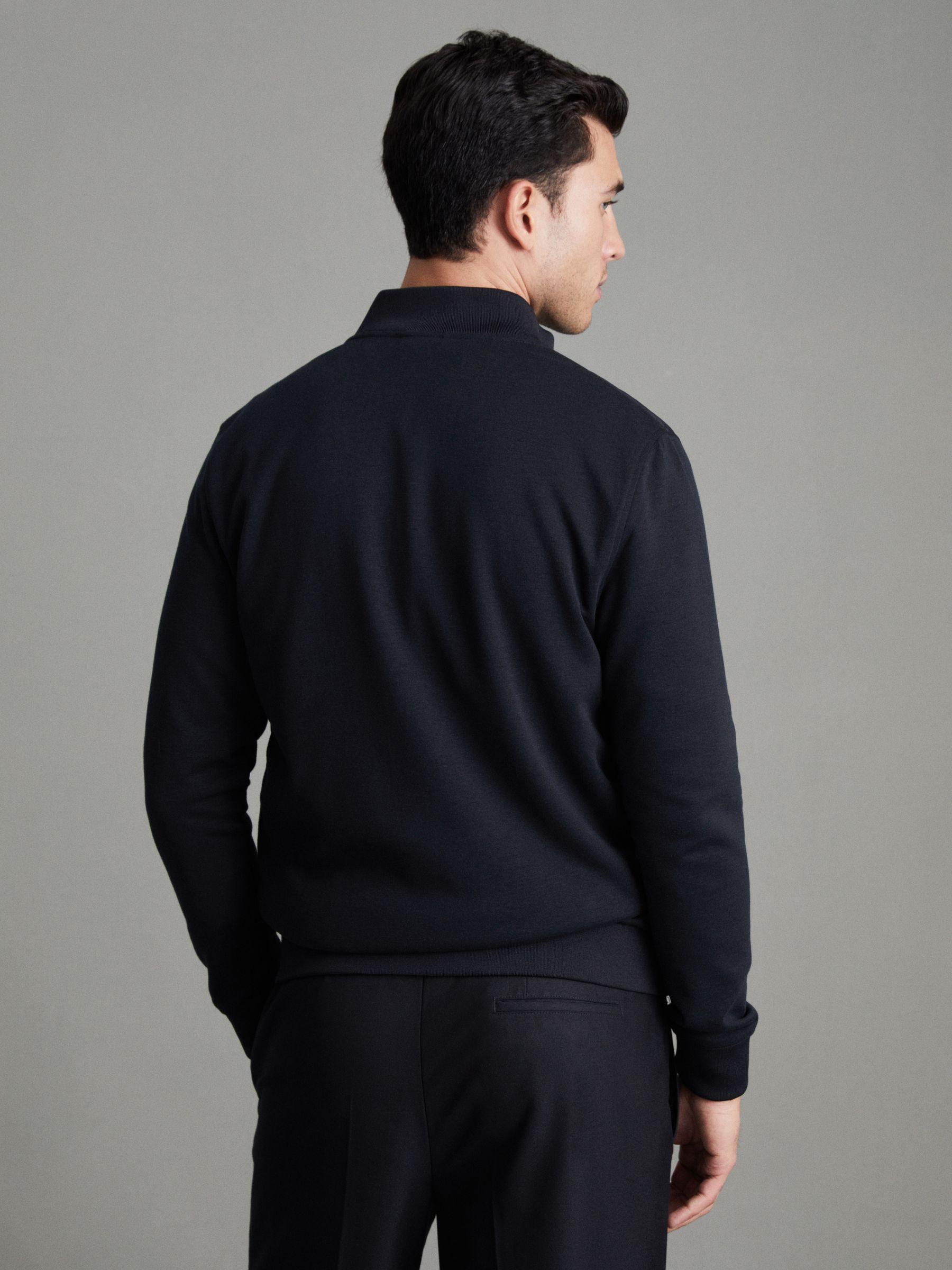 Hybrid Quilt and Knit Zip-Through Jacket in Navy Product Image