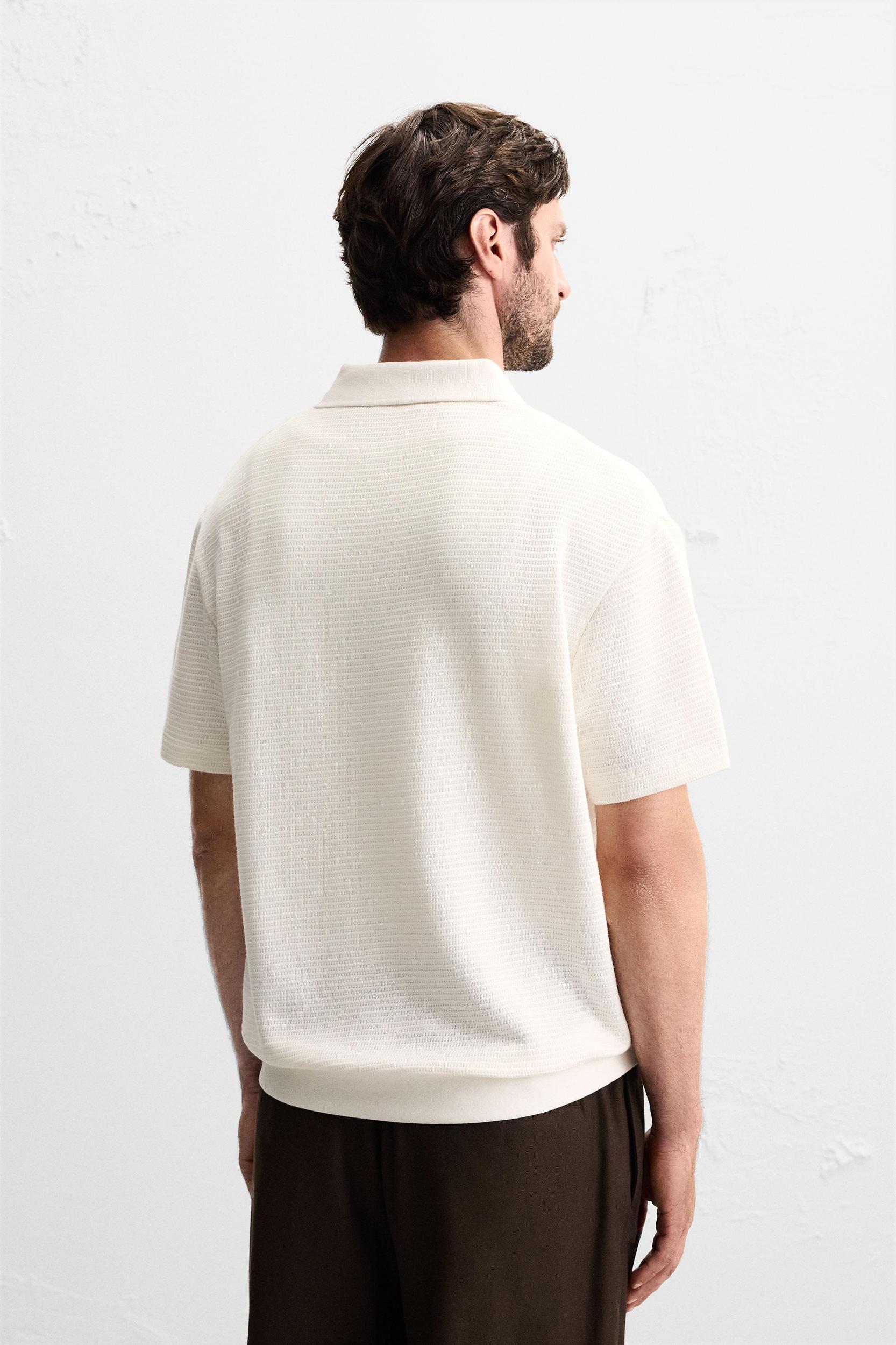 JACQUARD TEXTURED POLO SHIRT Product Image