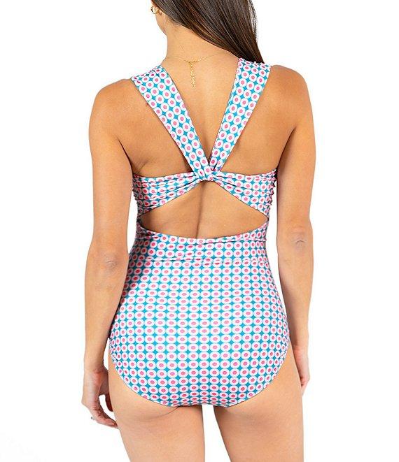 Janela Bay Sunburst Cross Back Scoop Neck One Piece Swimsuit Product Image