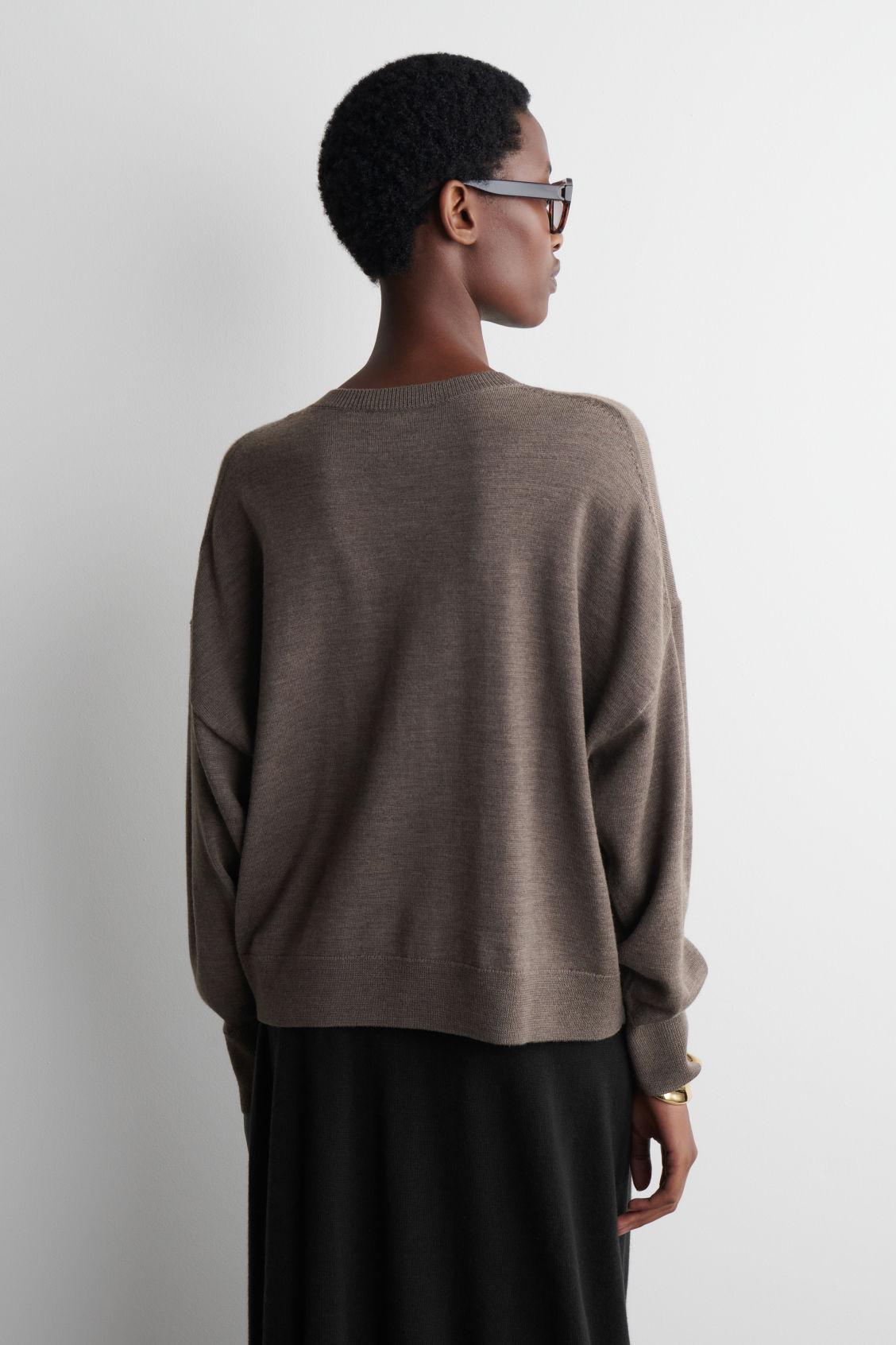 MERINO WOOL CREW-NECK CARDIGAN Product Image