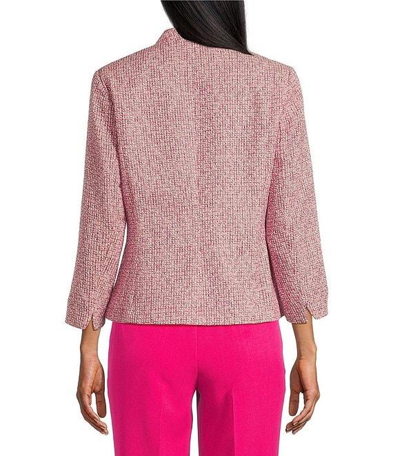 Kasper Collarless Long Sleeve Tweed Jacket Product Image