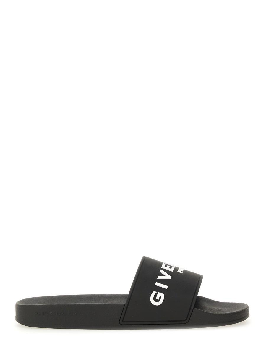 Black Logo-Print Pool Slides Product Image