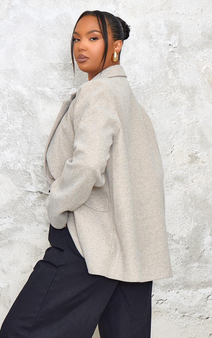 Plus Taupe Wool Look Brushed Tailored Blazer Product Image