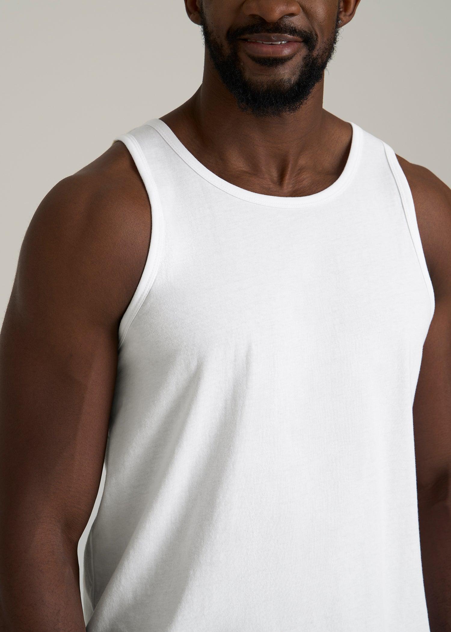 The Essential Beach Tank for Tall Men in White Male Product Image