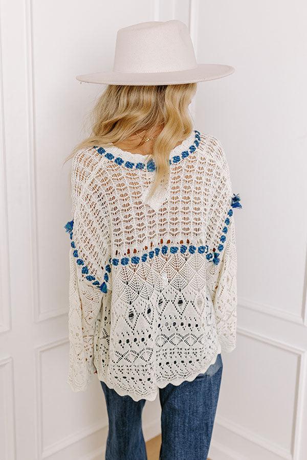 Boho Feeling Pointelle Knit Sweater in Cream Product Image