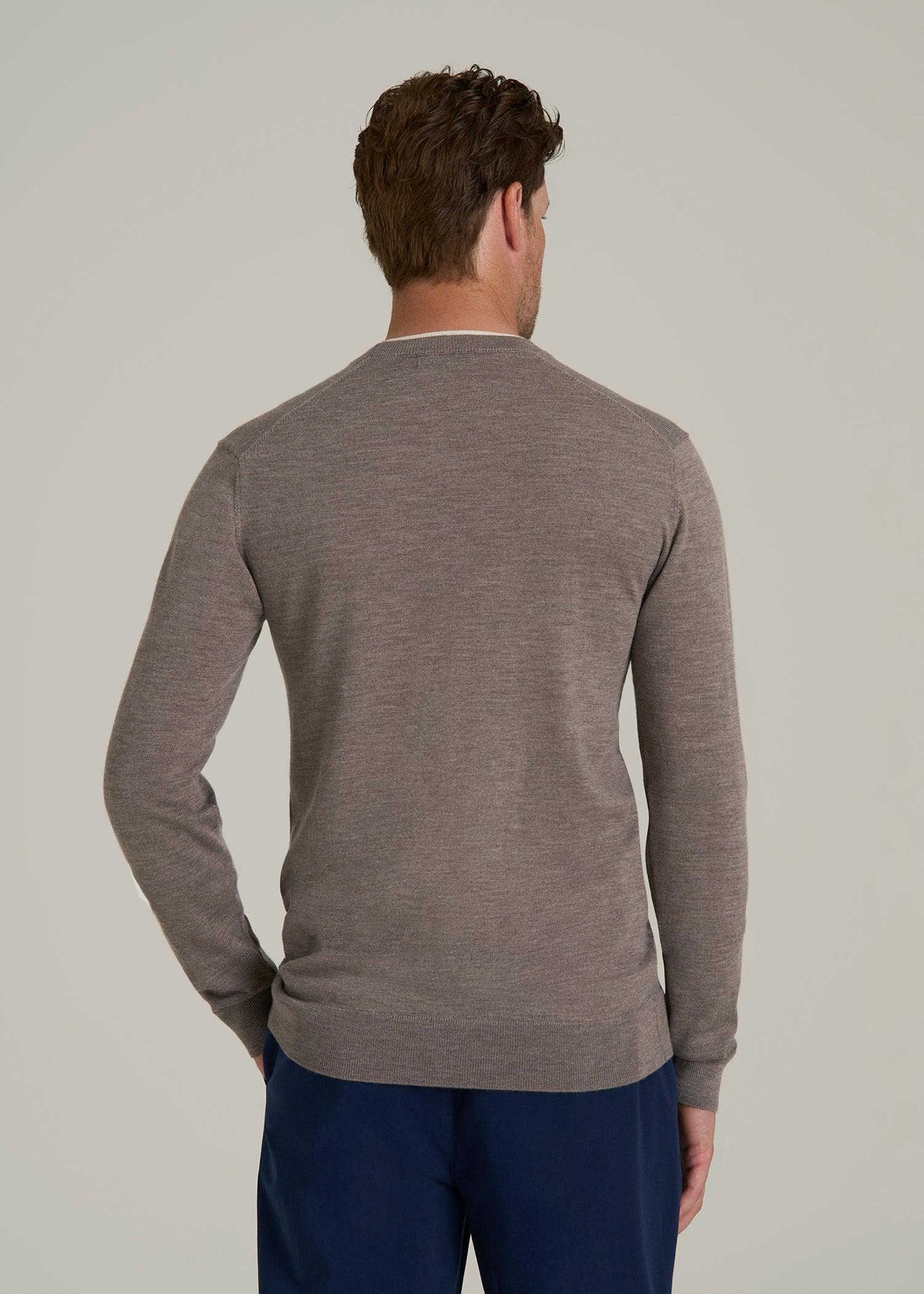 Merino Wool Crewneck Tip Sweater for Tall Men in Pinecone Male Product Image