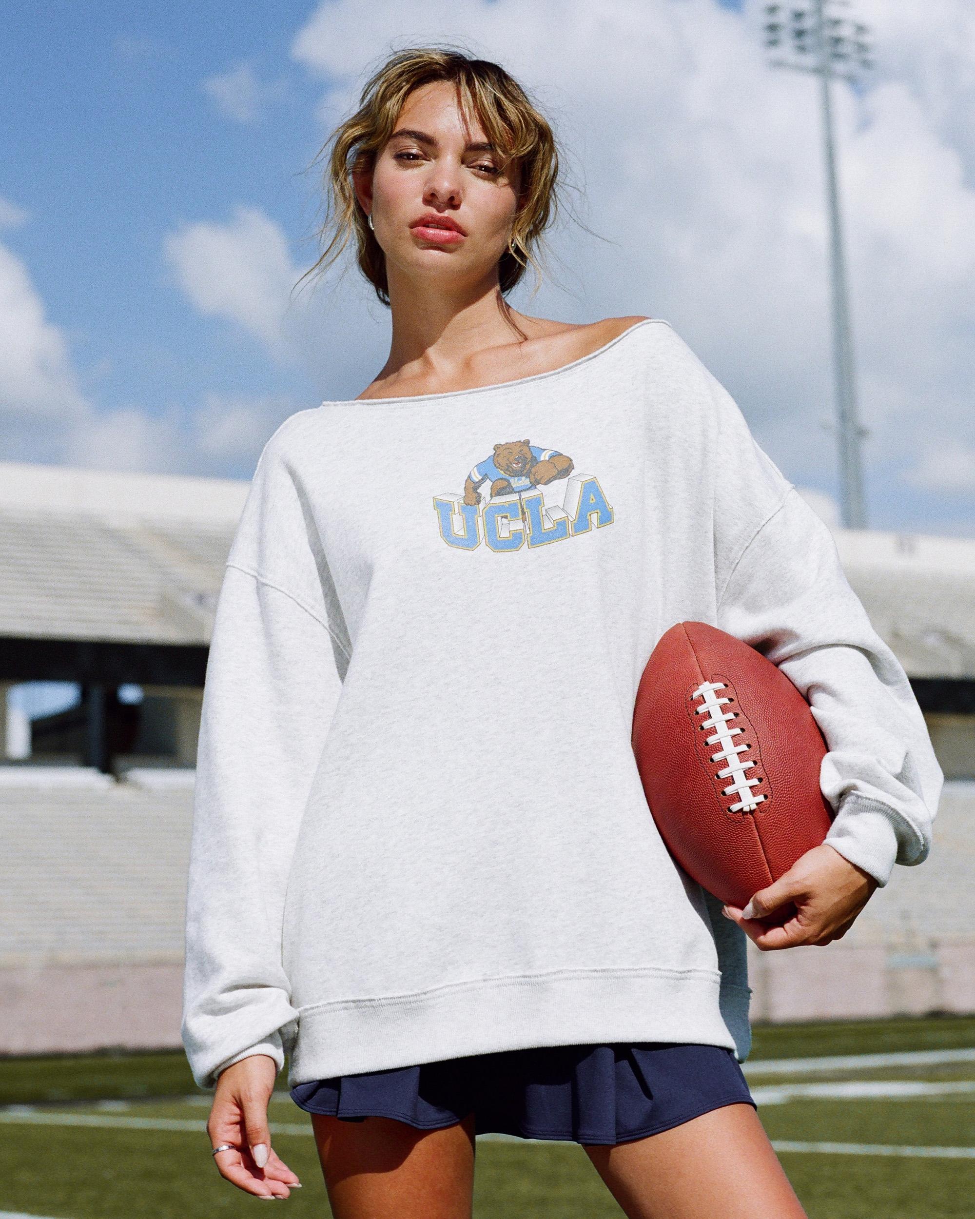 Oversized Off-the-Shoulder University of Miami  Graphic Sweatshirt Product Image