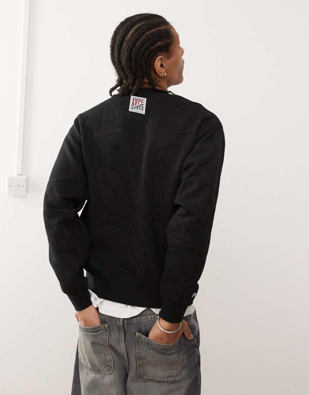 Aape By A Bathing Ape burnout camo logo sweatshirt in black Product Image