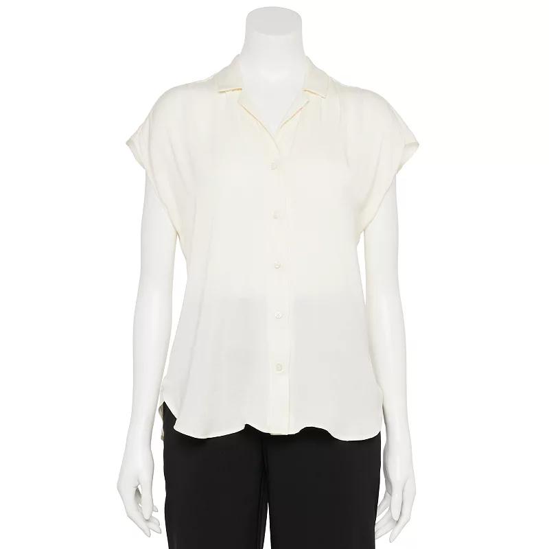 Women's Nine West Adaptive Short Sleeve Button Down Lapel Collar Shirt,  Product Image