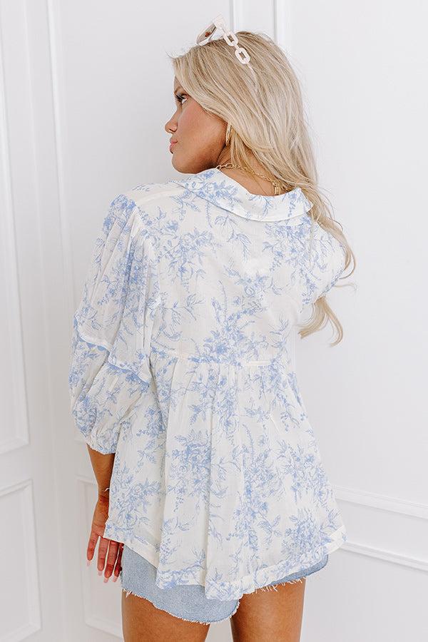 Boho Charm Floral Top in Sky Blue Product Image