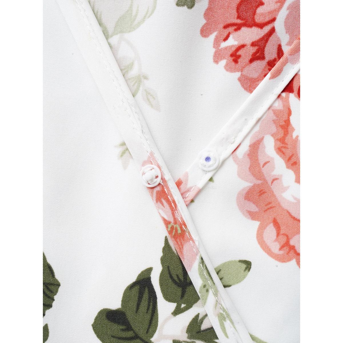 Plus Size Surplice Neck Floral Cap Sleeve Dress Ivory Women Elegant Texture V-neck Cap Sleeve Curvy BloomChic 14-16/1X Product Image