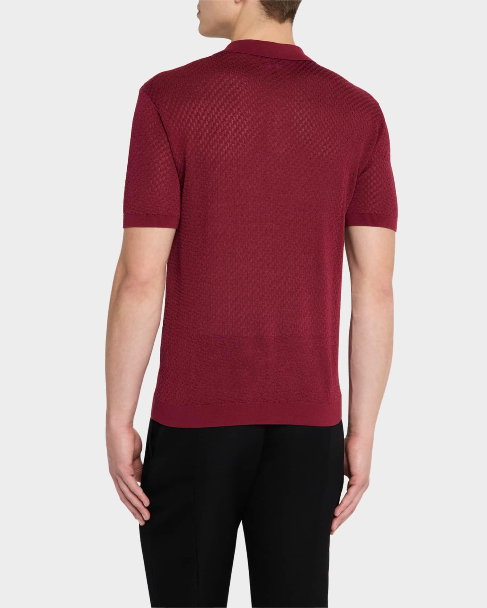 Men's Micro-Jacquard Short-Sleeve Polo Sweater Product Image