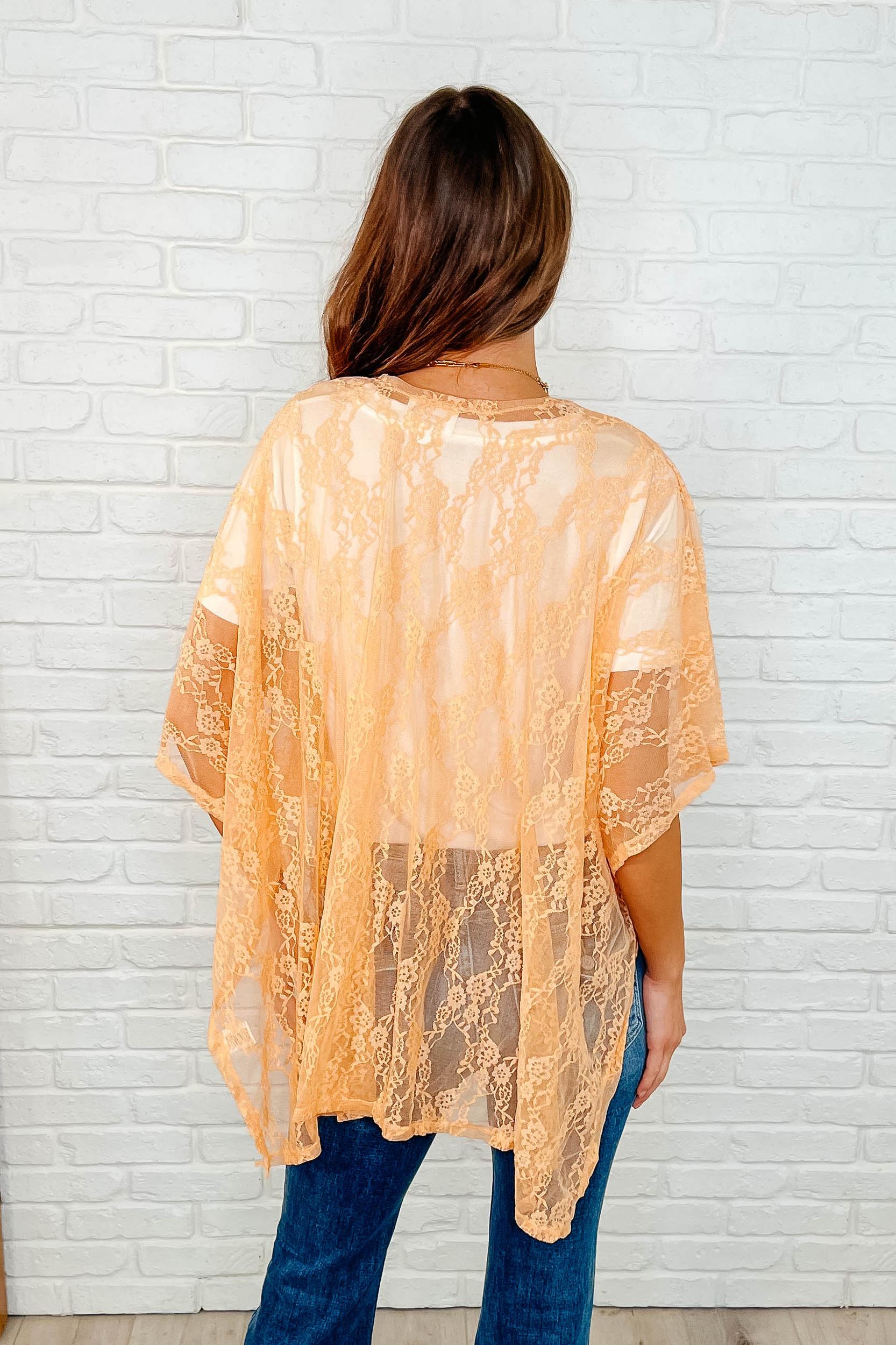 Good Days Ahead Lace Kimono In Peach (Online Exclusive) Product Image