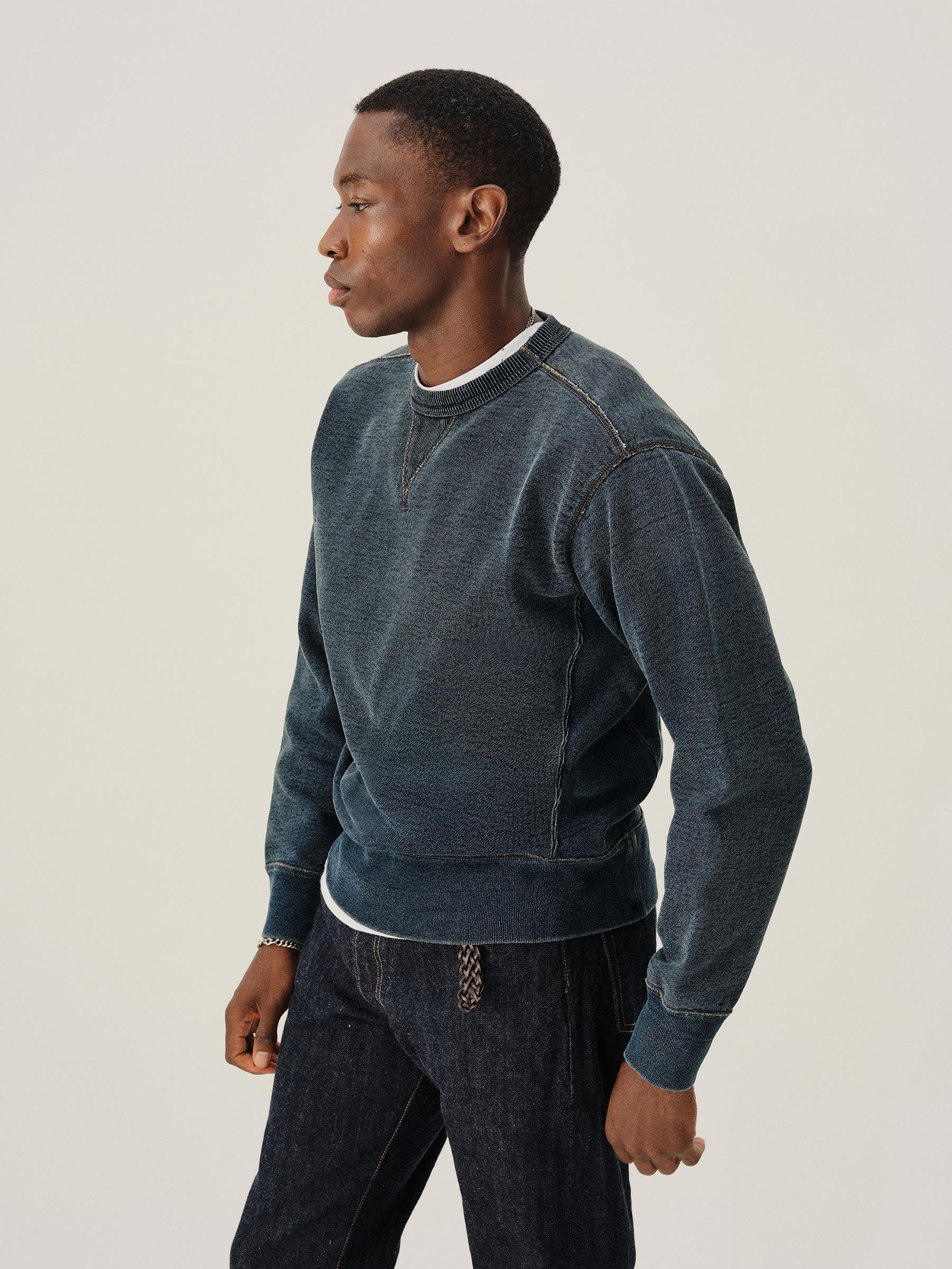 Navy Sunfade Welterweight Double V Crew Sweatshirt Product Image