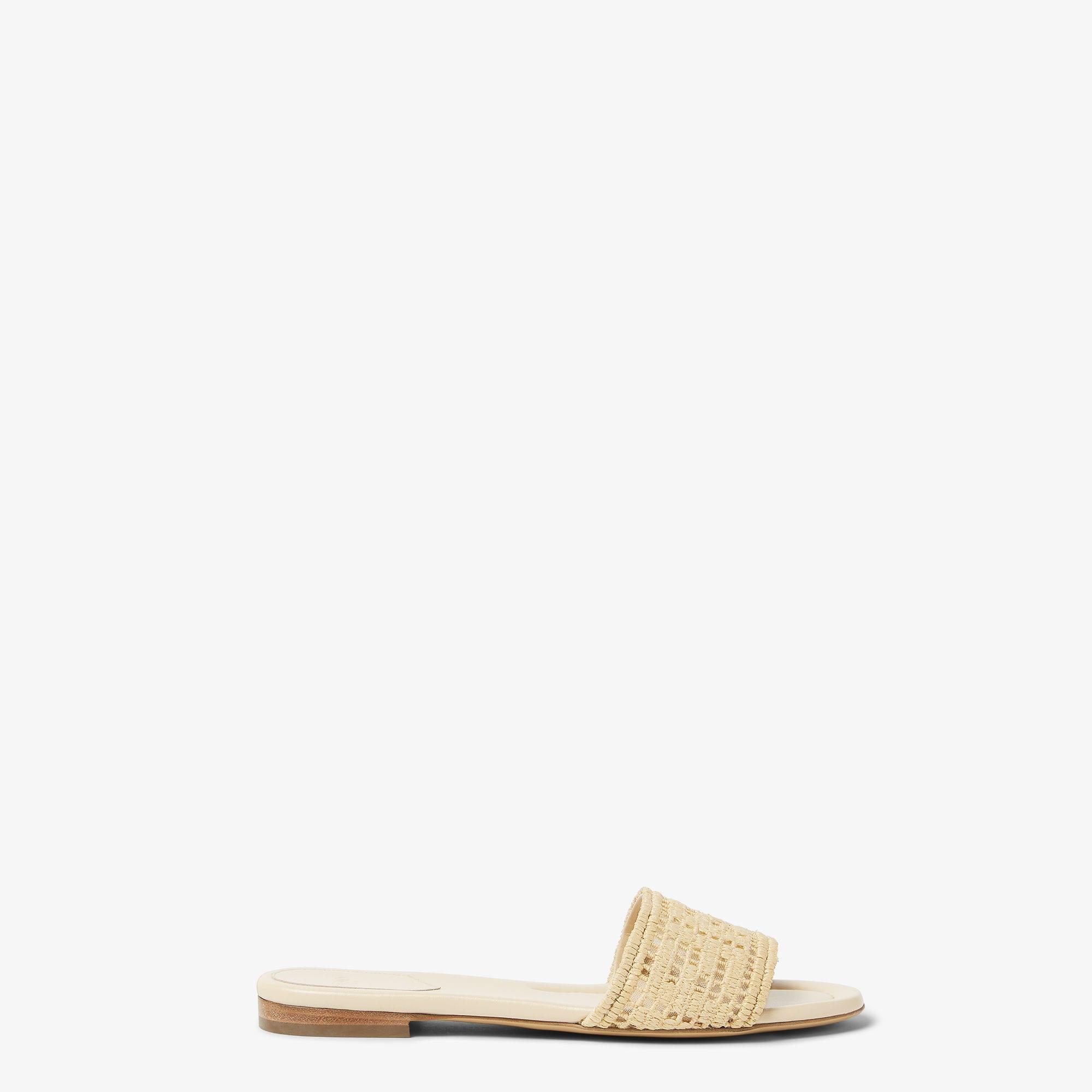 Fendi SunshineMesh slides with raffia FF embroidery Product Image