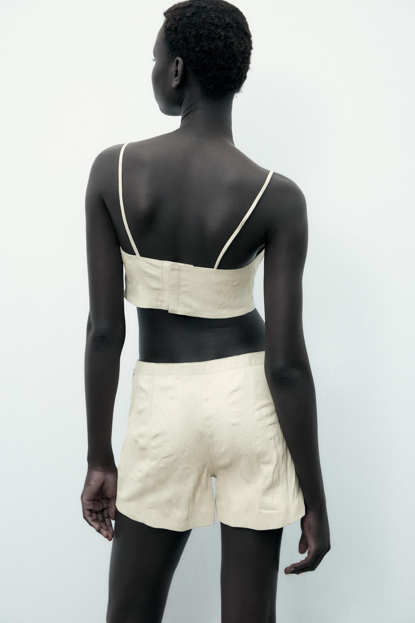 100% LEATHER RUCHED EFFECT CORSET TOP Product Image