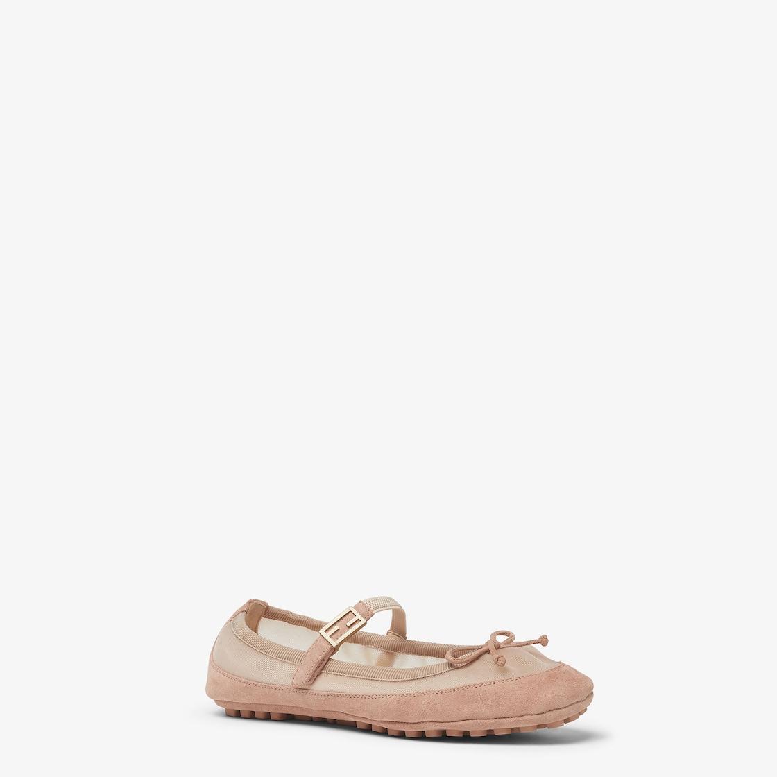 BaguettePink suede and mesh ballet flats Product Image