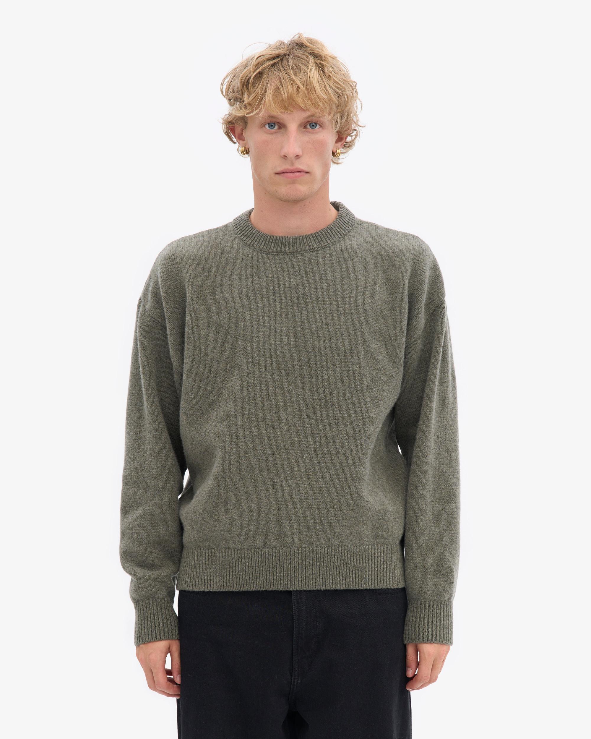Oversized Merino Wool Crew - Dusty Olive Product Image