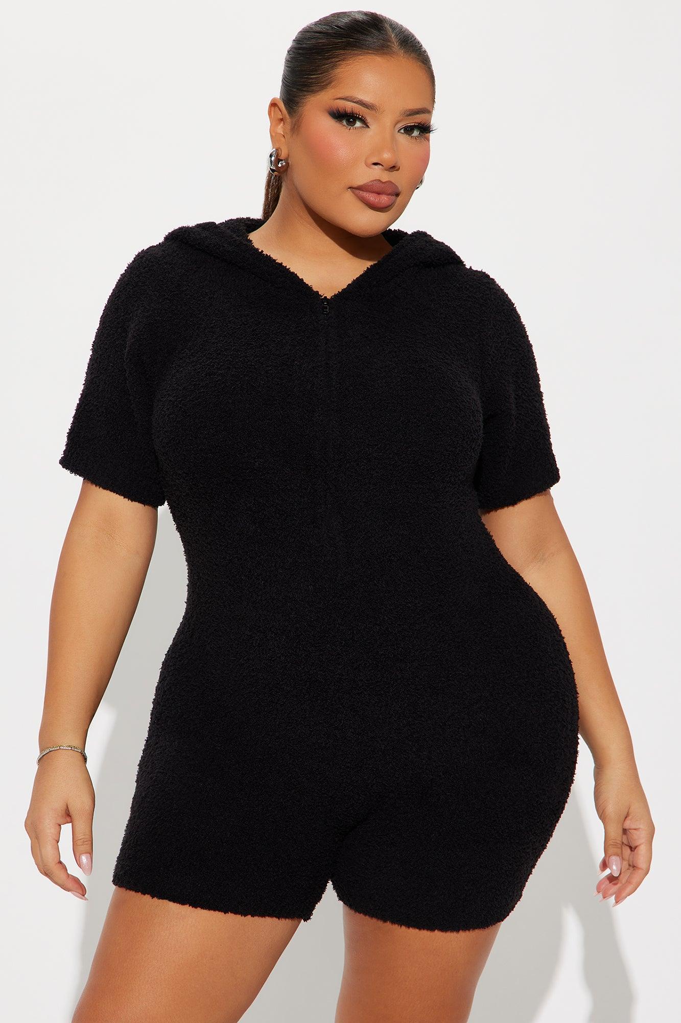 Cozy Era Short Sleeve Romper - Black Product Image